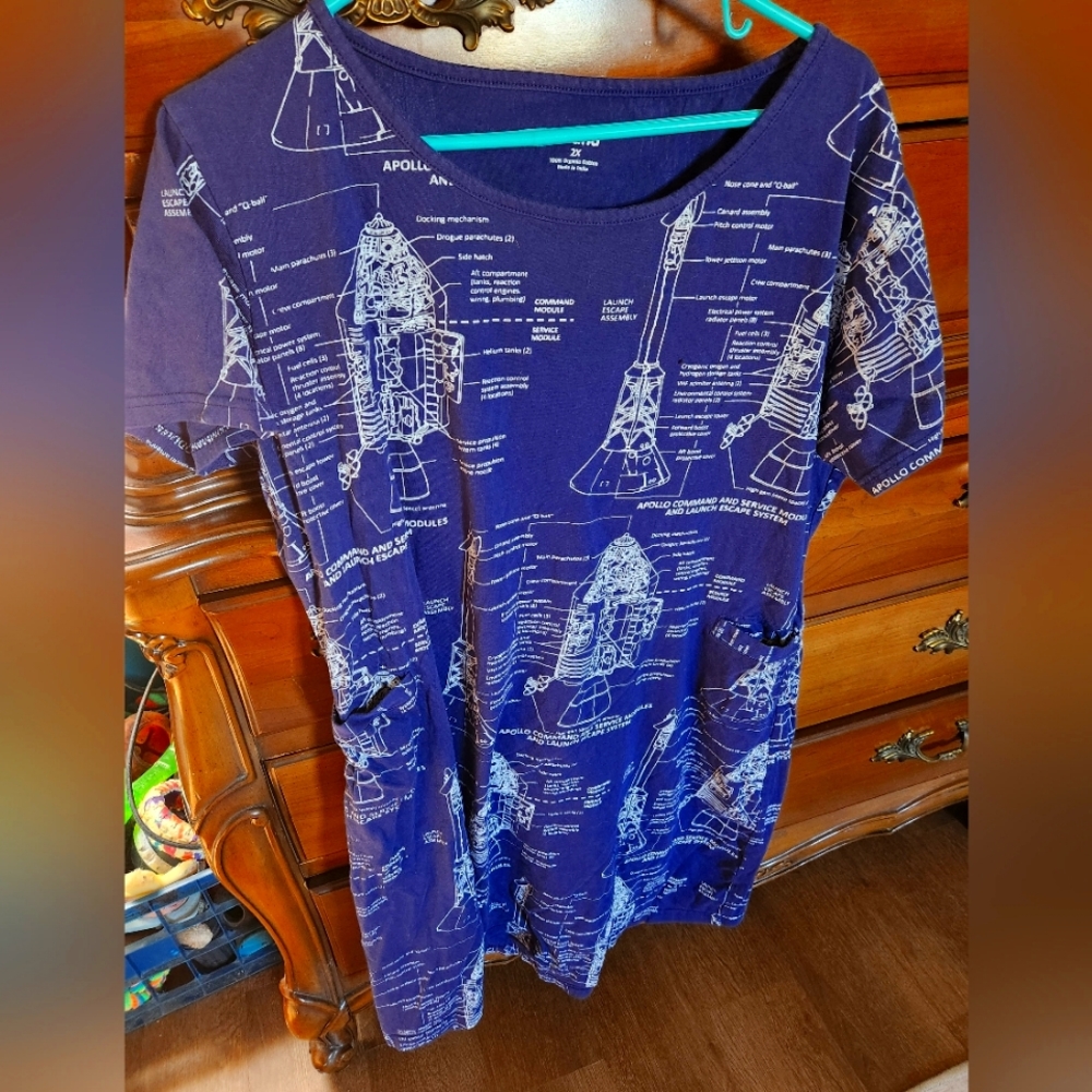 Svaha Apollo rocket blueprint dress 1x